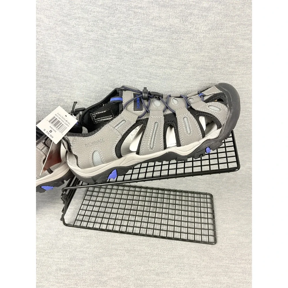 Brown Oak Sport Sandals Mens 8 Grey Black Blue Hiking Outdoors Waterproof